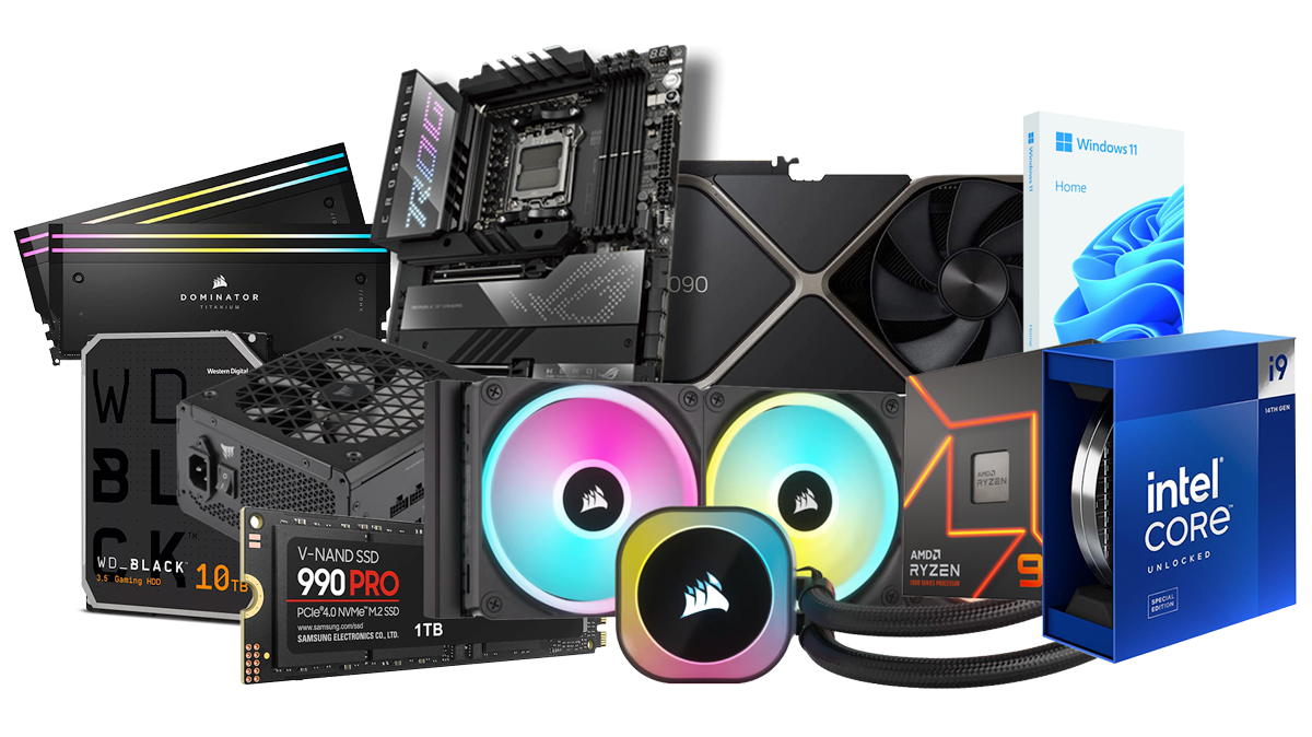 picture of lots of PC parts